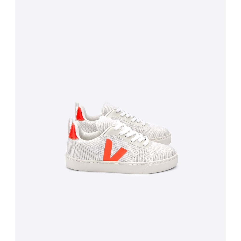 Veja V-10 MALHA BRANCO ALUMINIO Schoenen Kinderen White/Orange | BE 795BEX